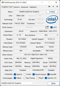 GPU-Z - Gráfica Iris Xe G7