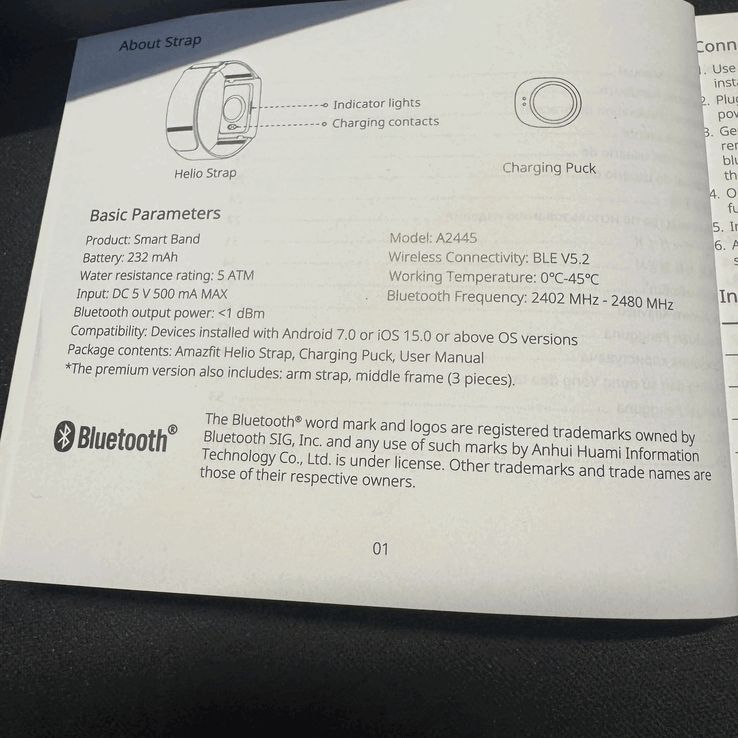 O Amazfit Helio Strap Premium é mencionado no manual de instruções. (Fonte da imagem: r/iamstevejones via Reddit)