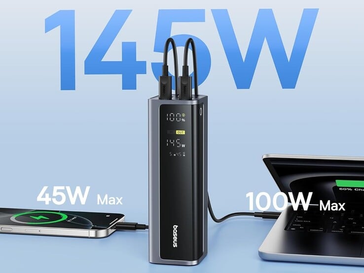 O carregador portátil Baseus EnerGeek GR12 pode carregar dois laptops ao mesmo tempo.