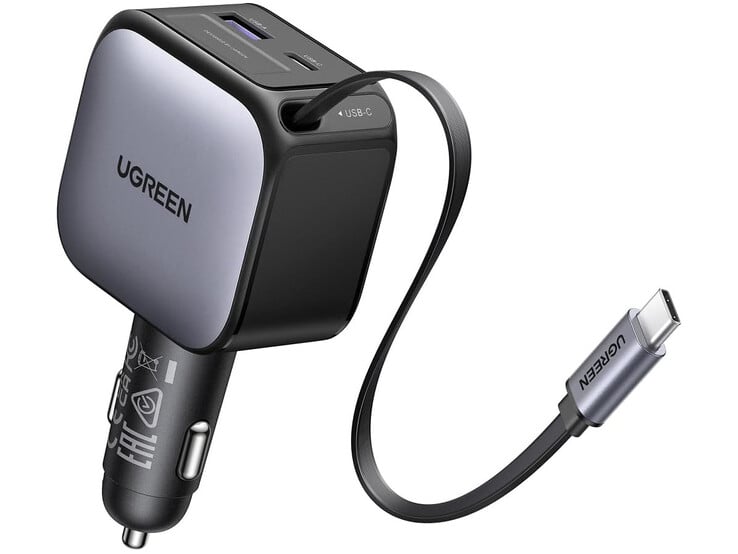 Carregador de carro retrátil Ugreen 90W. (Fonte da imagem: Ugreen)
