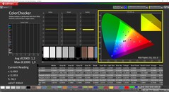 CalMAN ColorChecker (perfil Display-P3, espaço de cor alvo P3)