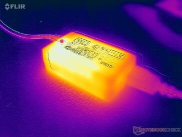 O adaptador CA ultrapassa os 37 C sob cargas exigentes