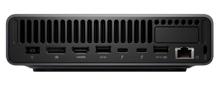 Portas do mini PC Lenovo ThinkCentre X Ultra.