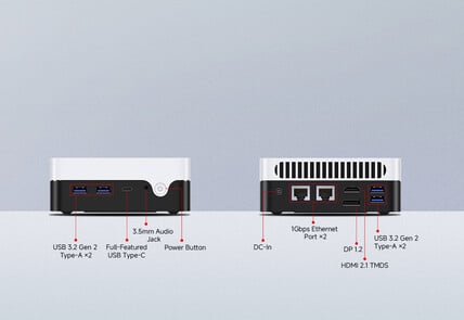 Configuração das portas do mini PC