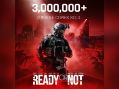 Um banner anunciando 3 milhões de cópias vendidas de Ready or Not (fonte da imagem: Void Interactive X)