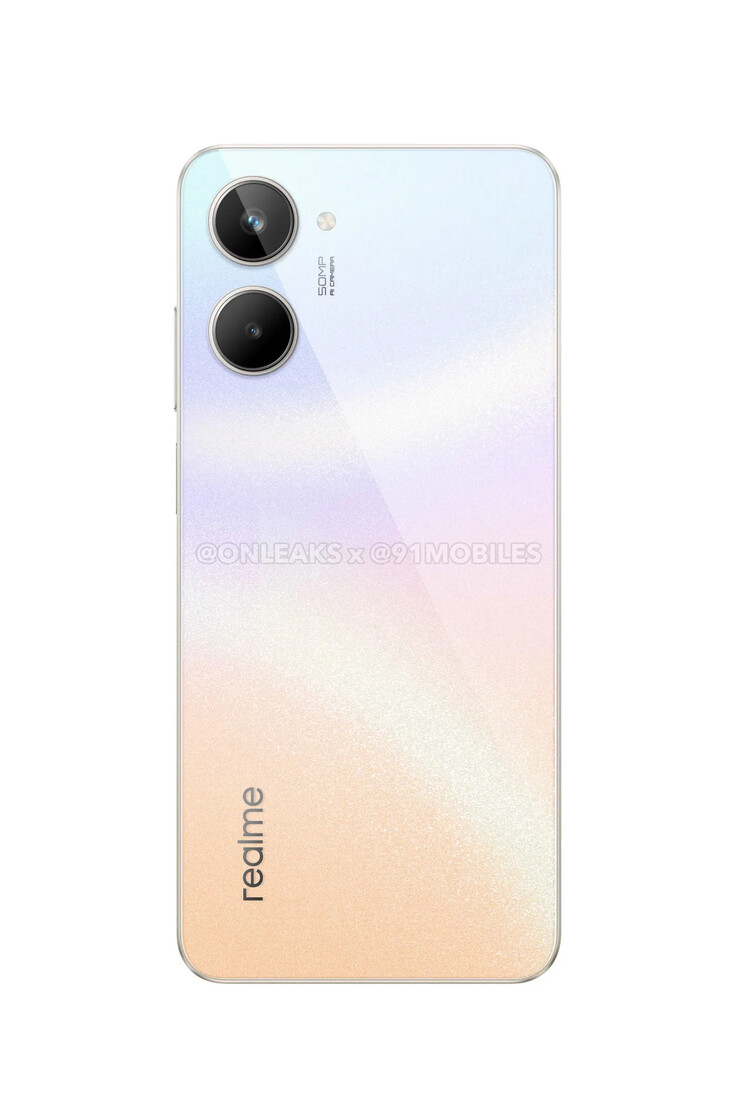 O novo "Realme 10" renderiza. (Fonte: OnLeaks x 91Mobiles)