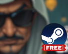 Oil Sheik tem elementos de simulação, quebra-cabeça e negociação de ações. Na foto, a miniatura desfocada da capa do jogo, com o logotipo do Steam sobreposto. (Fonte da imagem: Steam - Editado)