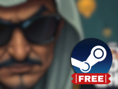 Oil Sheik tem elementos de simulação, quebra-cabeça e negociação de ações. Na foto, a miniatura desfocada da capa do jogo, com o logotipo do Steam sobreposto. (Fonte da imagem: Steam - Editado)