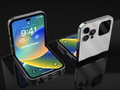 Uma imagem conceitual imaginando se Apple construiu um iPhone em torno do fator de forma do Galaxy Z Flip. (Fonte de imagem: Technizo Concept)