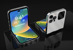 Uma imagem conceitual imaginando se Apple construiu um iPhone em torno do fator de forma do Galaxy Z Flip. (Fonte de imagem: Technizo Concept)