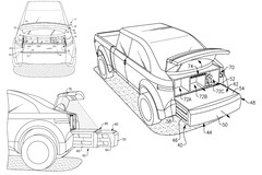 O Ford F-150 Lightning poderá em breve receber um acessório para o porta-malas que aumentará muito sua utilidade em relação ao porta-malas de dois lugares do Cybertruck. (Fonte da imagem: Publicação do pedido de patente dos EUA)