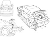 O Ford F-150 Lightning poderá em breve receber um acessório para o porta-malas que aumentará muito sua utilidade em relação ao porta-malas de dois lugares do Cybertruck. (Fonte da imagem: Publicação do pedido de patente dos EUA)