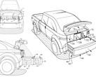 O Ford F-150 Lightning poderá em breve receber um acessório para o porta-malas que aumentará muito sua utilidade em relação ao porta-malas de dois lugares do Cybertruck. (Fonte da imagem: Publicação do pedido de patente dos EUA)