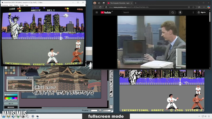 O contêiner ShaderGlass pode ser usado com o shader CRT OLED BlurBusters de 240 Hz para emular de forma convincente a nitidez de movimento do CRT (e outros aspectos da imagem, incluindo pixel art aprimorado), mas tem uma sobrecarga substancial de GPU. (F