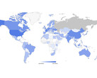 Os países do G7, a Ucrânia e a China estão em azul escuro. Infelizmente, não há dados sobre a Rússia. (Imagem: imperva)