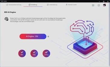 AI Engine = MSI AI Engine nos perfis de desempenho