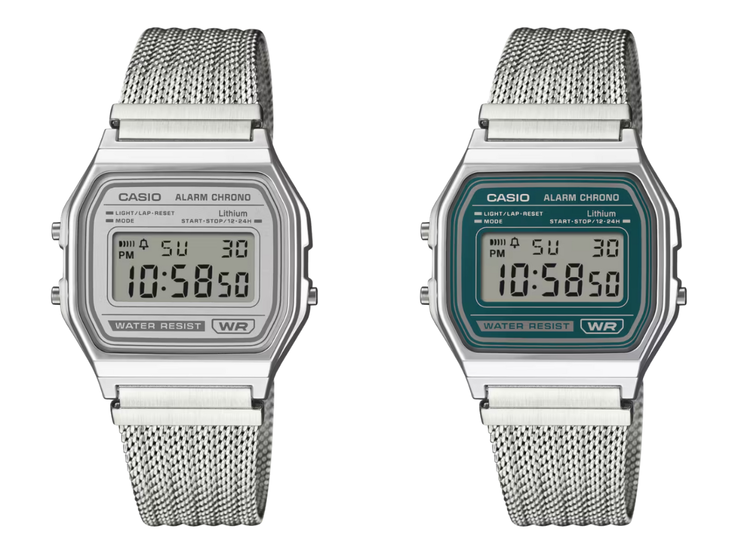 O Casio A158-WEM-7 (à esquerda) e o Casio A158-WEM-3 (à direita). (Fonte da imagem: Casio)