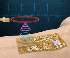 O e-skin pode ser usado como uma bandagem que envia informações de biomarcadores para um telefone próximo. (Fonte de imagem: MIT.edu)