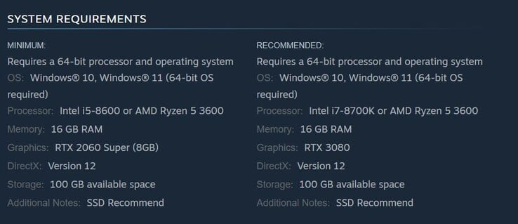 Requisitos de sistema do Metal Gear Solid Delta Snake Eater. (fonte da imagem: Steam)