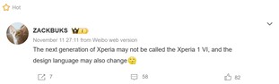 Não há mais Xperia... (Tradução automática; fonte da imagem: Weibo)
