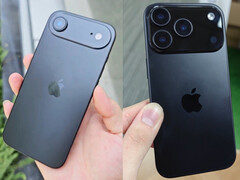 Unidades fictícias mostrando os designs do iPhone 17 Air e do iPhone 17 Pro, da esquerda para a direita. (Fonte da imagem: Majin Bu)