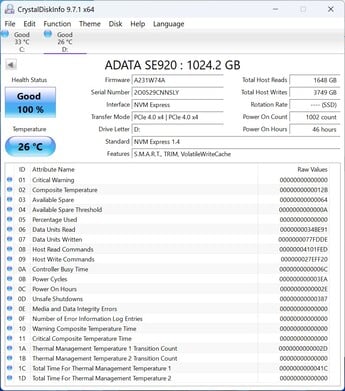 O ADATA SE920 funciona com PCIe 4.0 x4