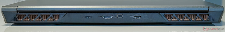 Traseira: USB 3.2 Gen2 Type-C (saída de alimentação), saída HDMI, saída mini-DisplayPort, entrada CC