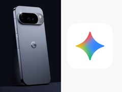 Telefone Google Pixel com câmeras triplas (esquerda) ao lado do logotipo colorido da Gemini AI (direita). (Fonte da imagem: arte não oficial)