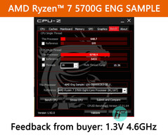 AMD Ryzen 7 5700G Amostra de Engenharia - CPU-Z 1,3 V 4,6 GHz. (Fonte de imagem: hugohk no eBay).