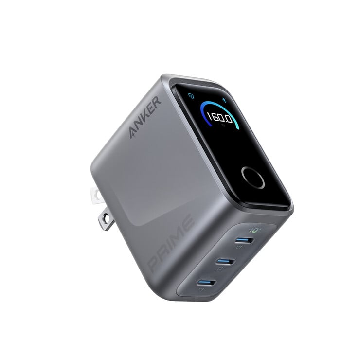 O carregador Anker Prime 160 W possui uma tela sensível ao toque inteligente (Fonte da imagem: Anker)