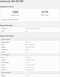 Galaxy S23 Ultra. (Fonte de imagem: Geekbench)