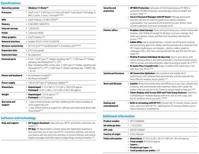 Ficha técnica da variante UFS