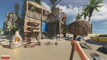 Uma imagem mostrando um abrigo em Stranded Deep.