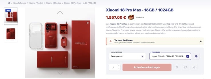 A edição vermelha transparente do Xiaomi 18 Pro Max deve ser mais cara do que as outras opções de cor.