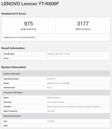 A nova "Lenovo Yoga Tab 13" vaza uma dica a 8GB de RAM, Android 11 e uma possível escolha de 2 SoCs. (Fonte: Google Play Console via 91Mobiles; Geekbench)