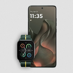 O Motorola Edge 2025 e o Moto Watch Fit. (Fonte da imagem: Motorola)