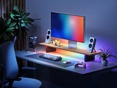 O suporte para monitor LED inteligente Nanoleaf possui iluminação RGB de modo duplo.