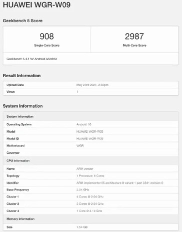 Dois novos dispositivos supostamente da Huawei aparecem no Geekbench. (Fonte: Geekbench)