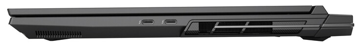Direito: Thunderbolt 4 (USB-C; DisplayPort, G-Sync), Thunderbolt 4 (USB-C; Power Delivery, DisplayPort, G-Sync)