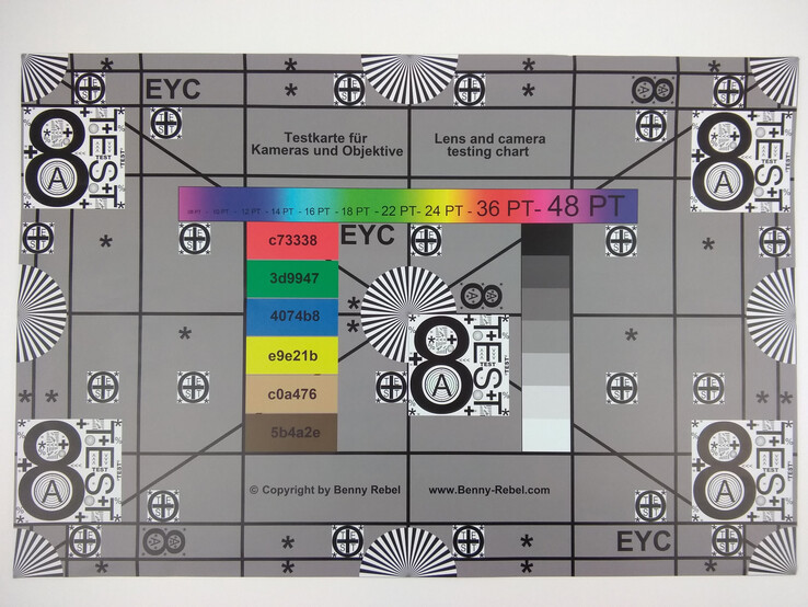 A photo of our test chart