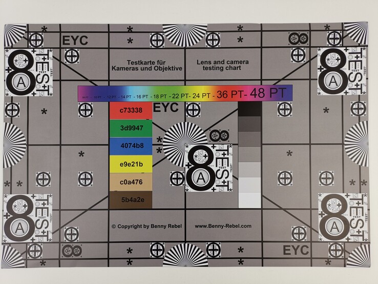 A photo of our test chart