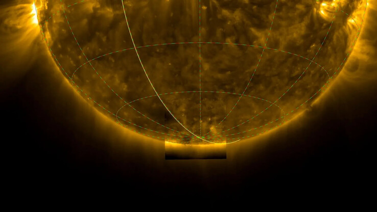 A espaçonave Solar Orbiter capturou as primeiras imagens do polo sul do Sol. (Fonte da imagem: ESA & NASA/Solar Orbiter/EUI Team, D. Berghmans (ROB))