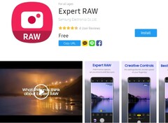 Página do aplicativo Samsung Expert RAW câmera no Galaxy Mercado de loja (Fonte: Própria)