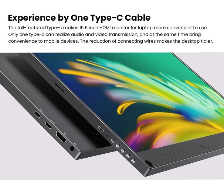 O monitor 4K portátil tem várias opções de conectividade (Fonte da imagem: UPerfect)