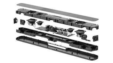 A barra de som Ambeo da Sennheiser usa 9 alto-falantes cuidadosamente angulados e uma grande quantidade de DSP para proporcionar um som envolvente (Fonte da imagem: Sennheiser)