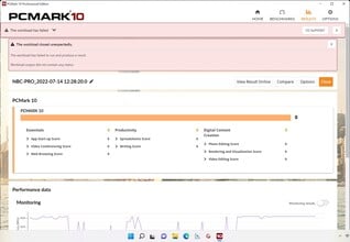 O PCMark 10 continua a falhar no Pro 15