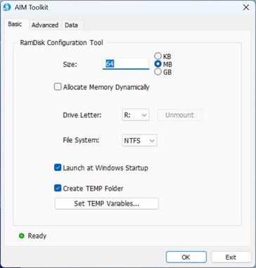 AIM Tookit: Criar disco RAM