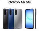 O Galaxy A17 5G está disponível nas cores preto, azul e cinza. (Fonte da imagem: Samsung)