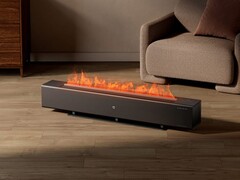 O Xiaomi Mijia Baseboard Heater Fire Edition utiliza um umidificador integrado e LEDs para gerar chamas falsas. (Fonte de imagem: Xiaomi)