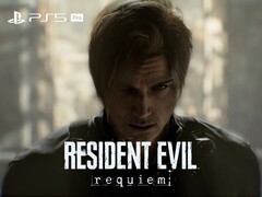 Banner de Resident Evil Requiem com o logotipo do Leon e do PS5 Pro